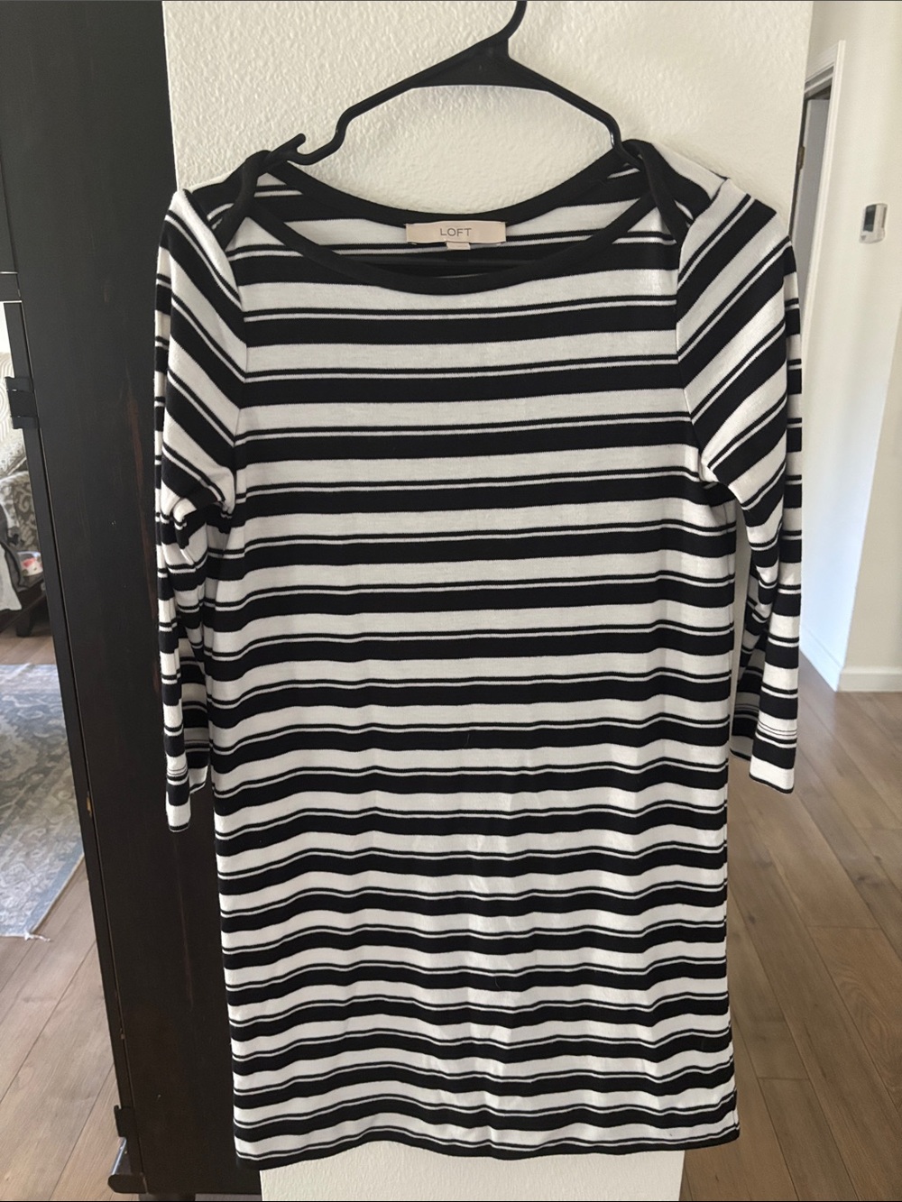 LOFT Black & White Striped Knit Dress
